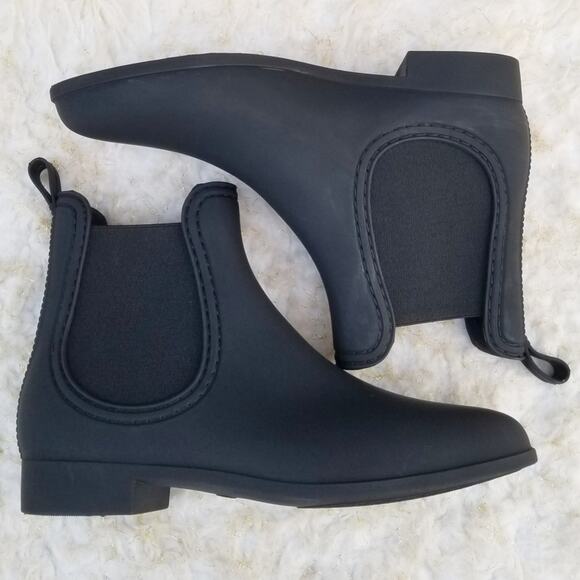 Black Rainboots Jeffrey Campbell Chelsea Forecast Waterproof Boots Size 10 NWT - Picture 13 of 14